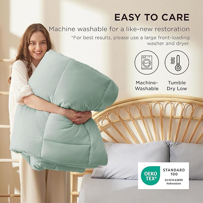 Bedsure Comforter Duvet Insert - Quilted Comforters Cal King Size, All Season Duvet, GentleSoft Down Alternative Bedding, with 8 Tabs, Gifts for Women/Men, Sage Green, California King 96 X 102 Inches