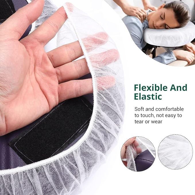 Noverlife 100PCS Disposable Fitted Face Cradle Covers, Non-woven Ultra Soft Massage Face Covers Headrest Covers for Massage Tables & Massage Chairs, Universal Size Beauty Salon SPA Face Rest Covers