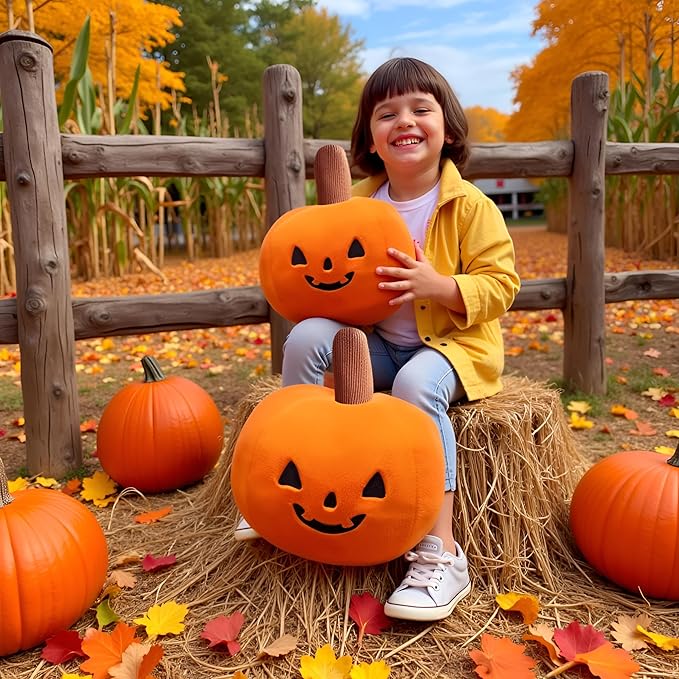 15.7 Inch Big Creative 3D Simulation Pumpkin Pillow,Fluffy Cars Pillow Outdoor Cushions for Halloweens Party Favors,Clever Boy's and Girl's Room Pumpkins Decorations