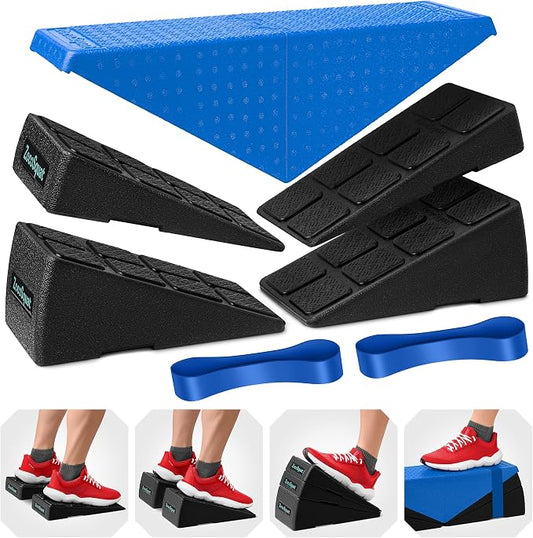 Squat Wedge Block Set of 3/5 - 960 LBS Capacity - Slant Board for Calf Stretching with 5 Stackable Angles - Calf Stretcher Slant Board - Workout Equipment - EPP Material for Exercise Equipment & Physical Therapy