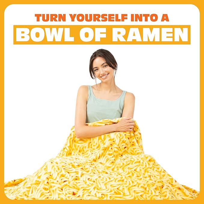 Cozy Concepts Co. Ramen Comfort Blanket by Relatable, Super Soft Plush Throw for Teens and Kids, A Cozy Dorm Room Essential, Fun Back to School Stuff & Perfect Comfort Gift for Students