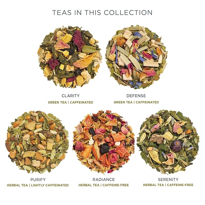 Tea Forte Premium Presentation Box Gift Set Sampler, 20 Count, Assorted Blends Individually Wrapped Handcrafted Pyramid Infuser Bags, Wellbeing