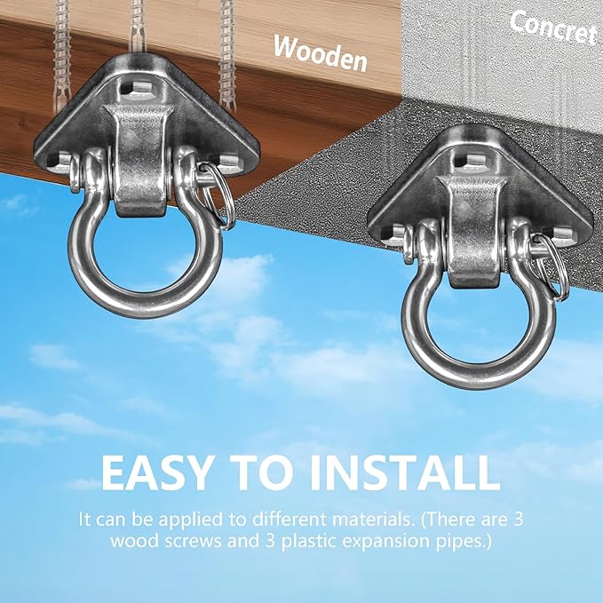 Stainless Steel Heavy Duty Swing Hanger with Smooth Swing Bearings 180° Ceiling Mount 1500 LB Capacity Swing Hardware for Swing Seat, Yoga, Heavy Bag, Porch Swing, Hanging Chair