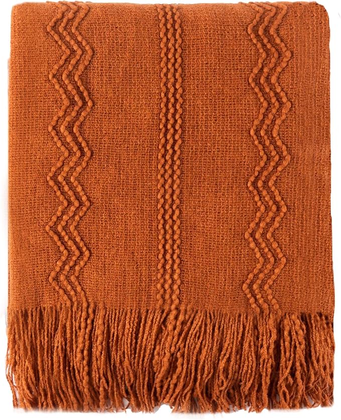 BATTILO HOME Rust Throw Blanket for Couch, 50"x60" | Burnt Orange Throw Blanket for Bed, Fall Decor Throw Blanket, Halloween Decoration