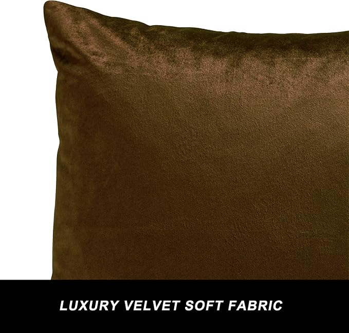 GIGIZAZA Decorative Throw Pillow Covers Set of 2,26 x 26 Chocolate Couch Pillow Covers,Velvet Square Cushion Covers