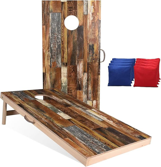 Sportdo 4x2 ft Solid Wood Cornhole Set with 8 Bean Bags, Regulation Size Cornhole Board Set for Adults, Cornhole Game Set for Tailgate Backyard Toss Games Indoor&Outdoor Activities