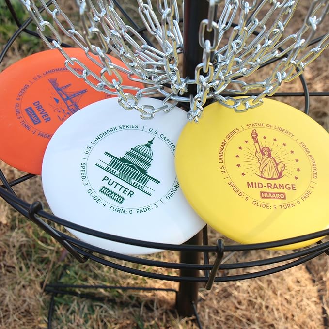 Disc Golf Starter Discs Set | U.S. Landmark Series | 150 Class, 145-150g | PDGA Approved | Include 2*Driver 2*Mid-Range 2*Putter 1*Mini Marker