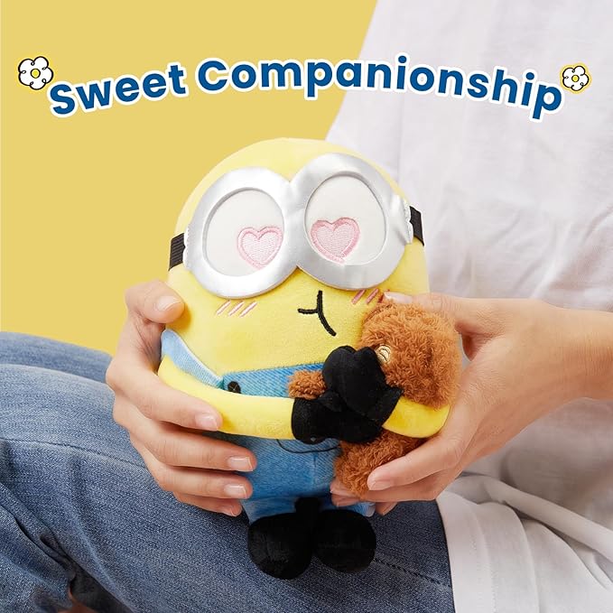 MINISO 8" Minions Stuffed Animals Plush Toys, Cute Sleeping Bedding Stuffed Animals Kawaii Plushies Pillow for Kids (Bob+Tim)