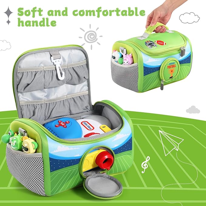 Carrying Case Compatible with Little Tikes for Story Dream Machine Books Starter Set, Portable Storage Bag with Handle and Shoulder Strap for Storytime, Storybook, Character Accessories (Green)