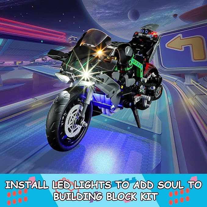LED Light Kit for Lego 42170 Technic Kawasaki Ninja H2R Motorcycle Set,Compatible with Lego 42170 Building Blocks Model(Not Include Blocks Set)