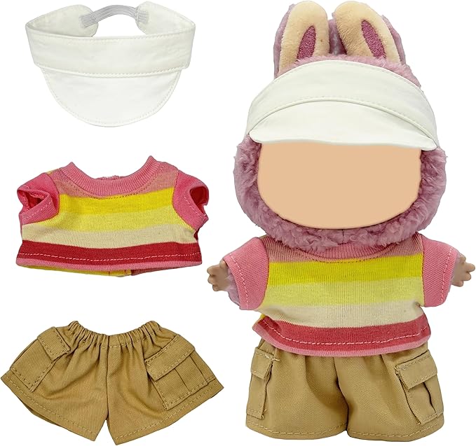 17cm Doll Clothes, Cute Outfits Set for 17cm Doll, 3 Piece Set Hat Clothing, Casual Adorable Dolls Clothes Accessories (No Doll)