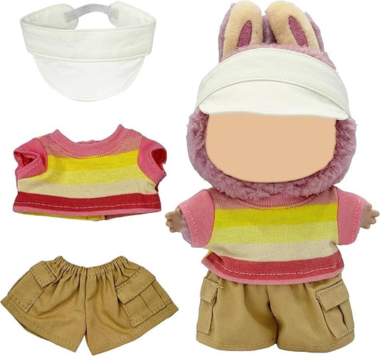 17cm Doll Clothes, Cute Outfits Set for 17cm Doll, 3 Piece Set Hat Clothing, Casual Adorable Dolls Clothes Accessories (No Doll)