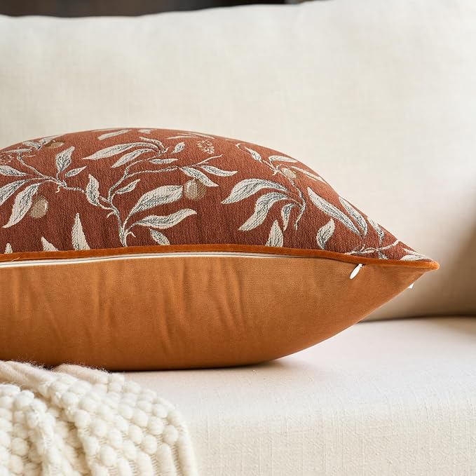 Alerfa Orange Floral Throw Pillow Cover 12 x 20 Inch Rectange Luxury Decorative Lumbar Pillow Cover for Couch Living Room Bedroom