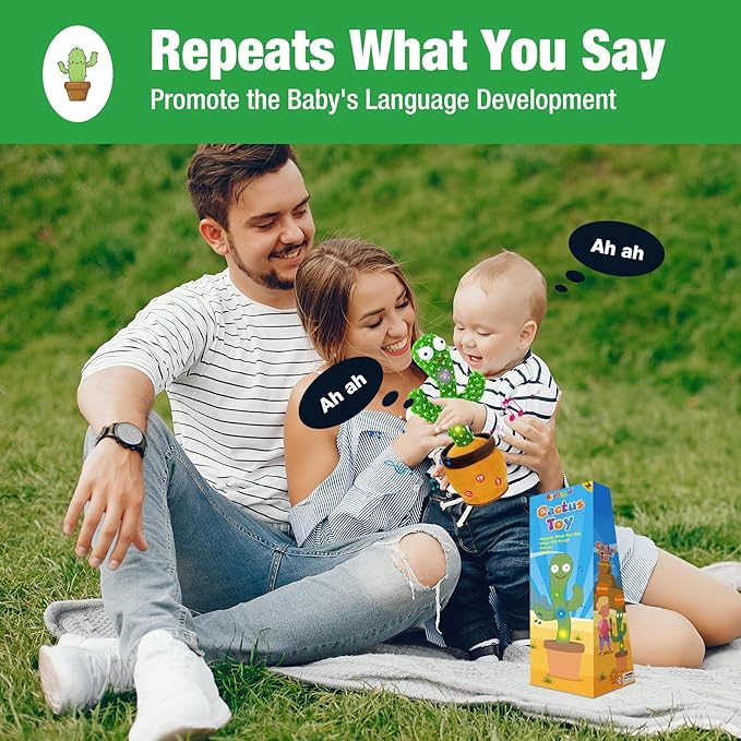 Ayeboovi Dancing Baby Toys 6-12 Months, Interactive Talking Cactus Toy Repeating Records What You Say, Volume Adjustable Singing Cactus Toddler Toys with 120 Songs, 12-18 Months Baby Boys Girls Gifts