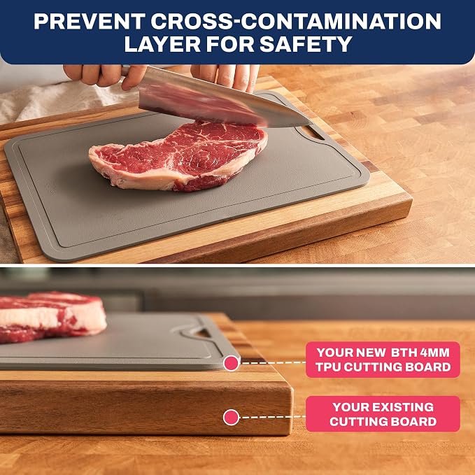 TPU Cutting Board Flexible Mat, 17.3" x 10.6" Nonslip Korean cutting board for kitchen, BPA Free Flexible Chopping Board, TPU Material Double-sided Dishwasher Safe