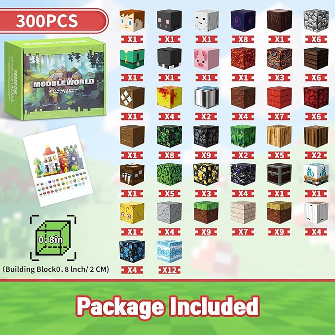 300PCS Magnetic Blocks 0.8in Magnet Cubes for Kids Boys Girls Age 3 4 5 6 7 8 9 10 Magnetic Toys Building Blocks Sets Educational Stacking Magnet Building Cubes Construction Toy Gift