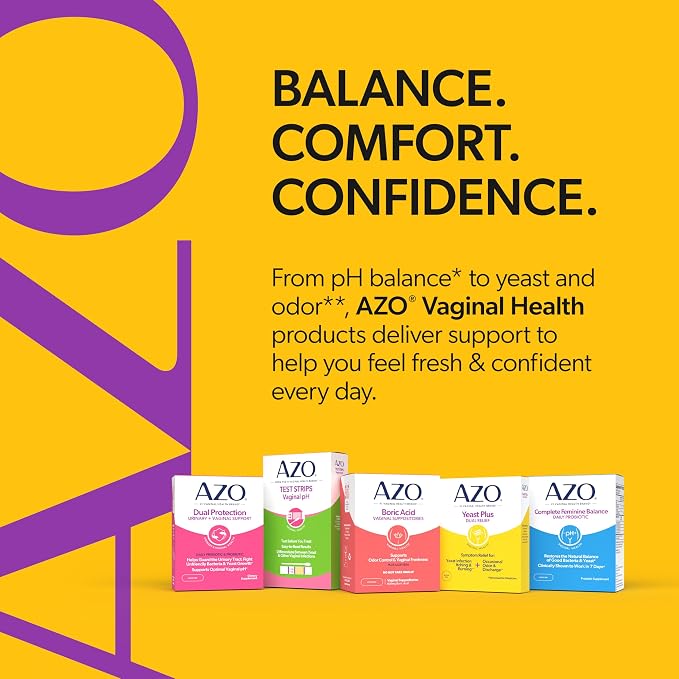 AZO Yeast Plus Dual Homeopathic Yeast Infection Symptom Relief for Women–Vaginal Itching & Burning + Odor & Discharge, Intimate Health Tablets, 2 Pack (60 Count x2), from the #1 Vaginal Health Brand!