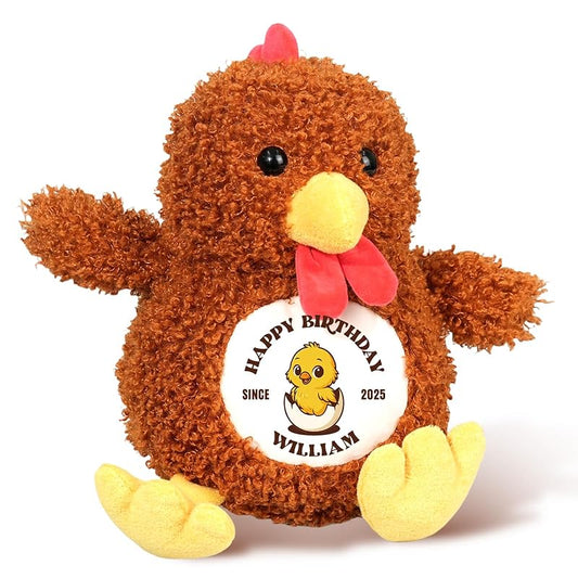 Custom Chicken Stuffed Animal 10.2" Chicken Plush Doll, Soft Cute Birthday Christmas Gift for Girls Boys Farm Lovers