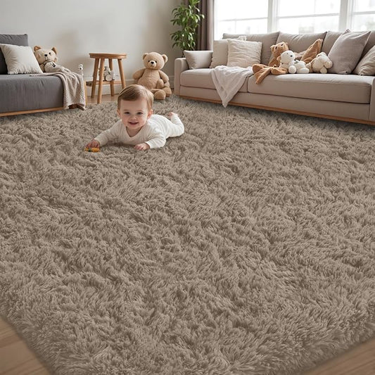 5x8 Area Rug for Living Room:Ultra Soft Fluffy Shag Grey Camel Rugs,Large Fuzzy Plush Indoor Non Slip Carpet Washable Rug for Bedroom Kids Nursery Office Dorm Modern Decor(Grey Camel 5'x8')