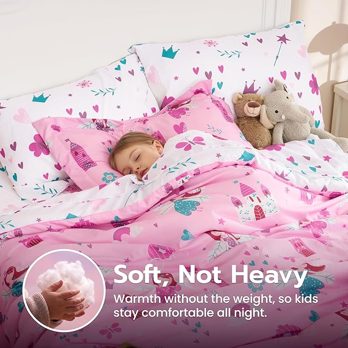 Joiedomi Kid Twin Comforter Set 5 Piece Princess Bedding Set for Boys Girls Super Soft Microfiber Bed in a Bag with Comforter Sheets Pillowcase Sham