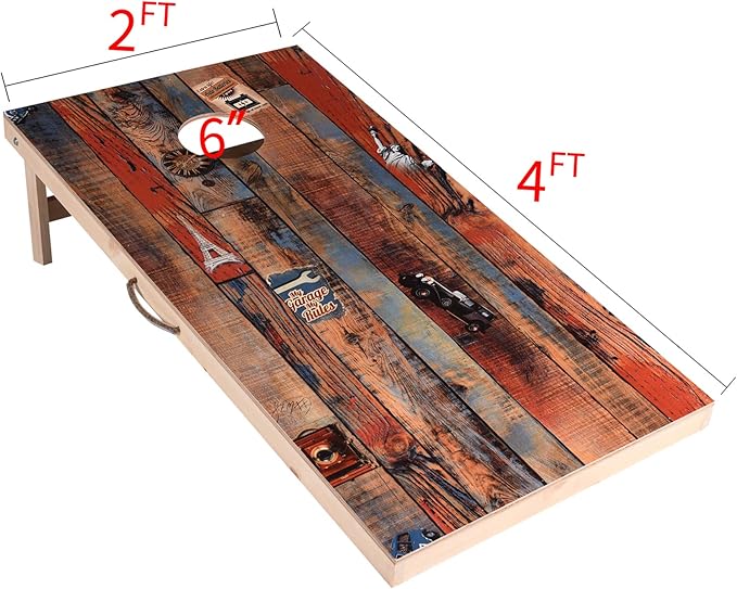 Sportdo Solid Wood Vintage Cornhole Game Set, Two 4'x2'Cornhole Boards, 8 Cornhole Bags for Indoor and Outdoor Toss Games Competitions, Tournaments