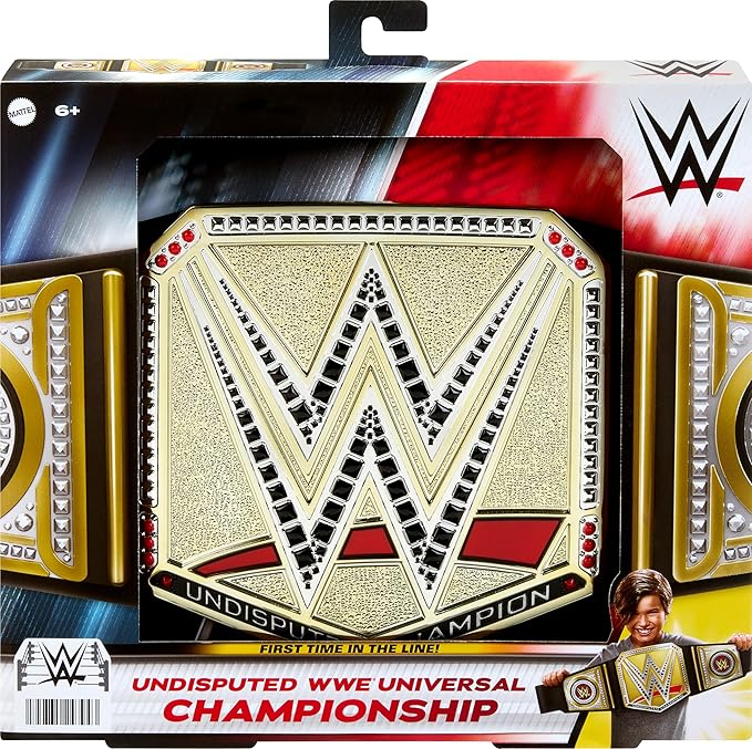 Mattel WWE Championship Title, Undisputed WWE Universal Championship Role-Play & Costume Accessory, Wearable Leather-like Belt 3+ Feet