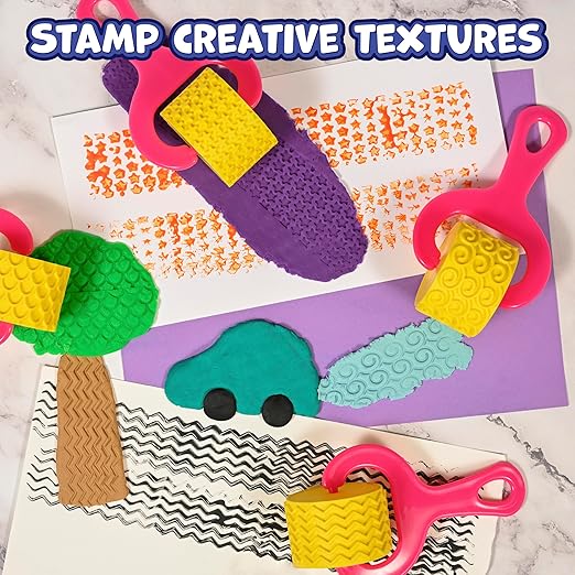 READY 2 LEARN Paint & Dough Explorers | 4 Patterns | Set 3 | Imagine Colors | Playdough Accessories | Paint Stamps and Clay Tools for Kids