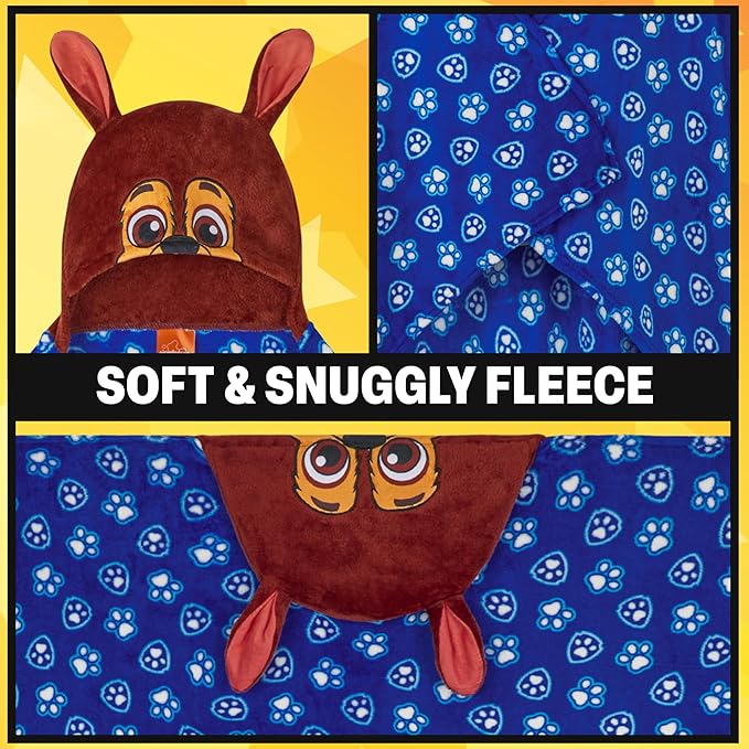 Get Trend Blanket with Hood for Kids 51x35in, Fleece Throw Cozy Wearable Blanket with Hood and Ears Gifts for Kids