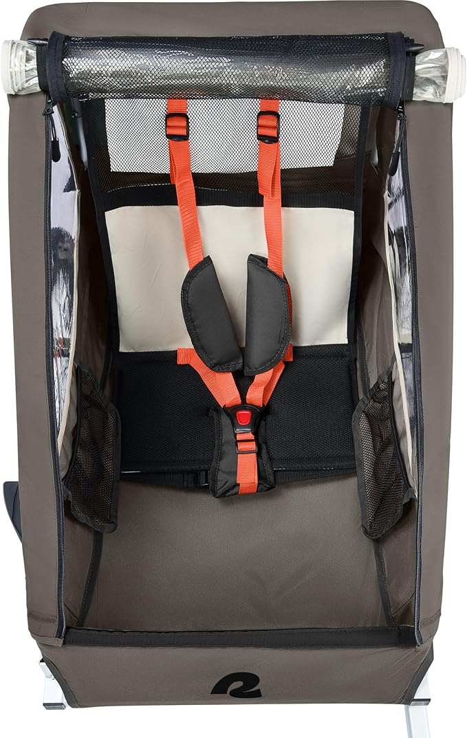 Retrospec Rover Plus Bike Trailer for Kids - Foldable Single/Double Passenger Design with 5-Point Safety Harness, Weather-Resistant Fabric & Safety Flag - 40-80 lbs