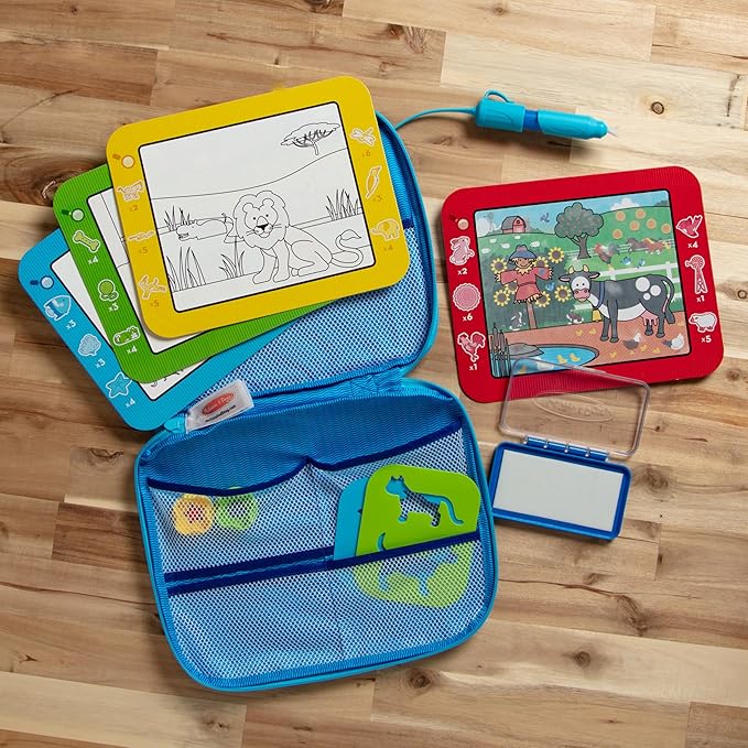 Melissa & Doug Water Wow! Take-Along Reusable Color-Reveal Drawing Set Mess-Free Multi-Activity Pad with Water PenTravel Toy for Toddlers & Kids Ages 3+