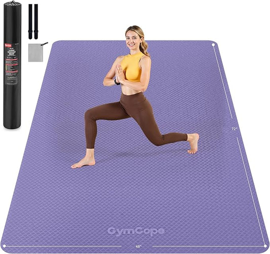 Extra Large Yoga Mat – 72"x48" or 78"x57", 1/4"–1/2" Thick Mat for Women & Men, TPE Non-Slip Pilates Mat for Home Gym, Yoga, Stretching, Meditation