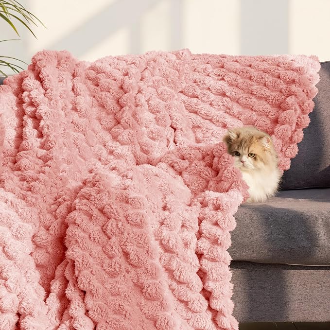 Whale Flotilla Soft Fleece Throw Blanket for Couch & Bed 3D Jacquard, Pink | Super Cozy Lightweight Plush Fluffy Throw, Luxury Decorative All‑Season Couch Cover Blanket for Sofa & Office Chair, 50"x60"