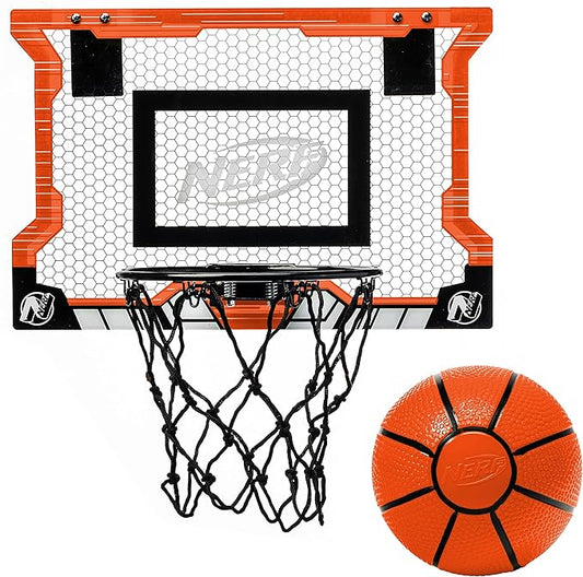 NERF Basketball Hoop Set - Pro Hoop Mini Hoop Set with Mini NERF Basketball - Steel Rim Great for Dunking