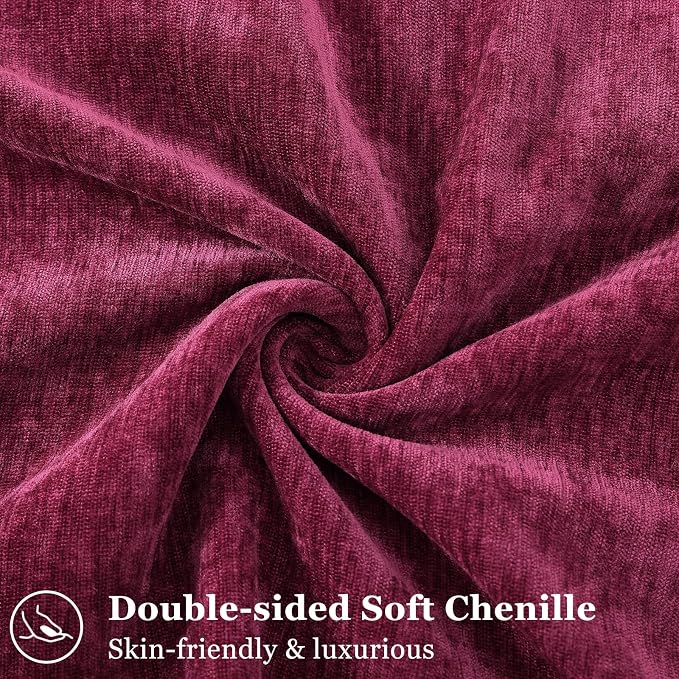 decorUhome Chenille Rhododendron Throw Pillow Covers 18x18 Set of 2 | Fall Soft Couch Decorative Modern Velvet Pillow Cases with Elegant Design for Sofa Bed Living Room Home Decor