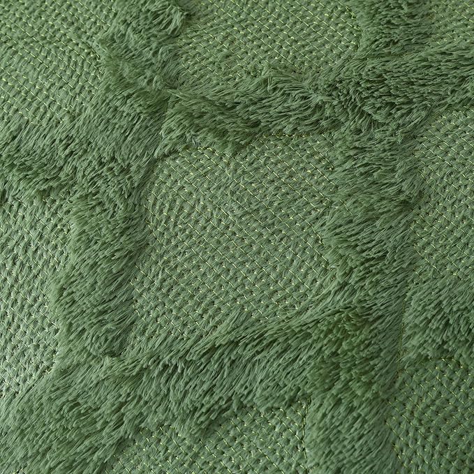 Set of 2 Soft Moroccan Throw Pillow Covers 20x20 Inch Plush Boho Decorative Pillow Cover Accent Cushion Case for Couch Sofa Bed, Olive Green