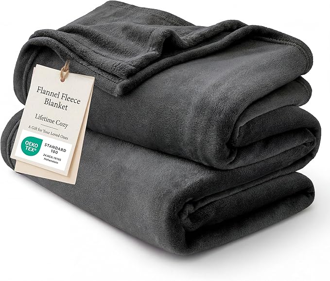 Bedsure GentleSoft Fleece Blanket California King Size Charcoal - Lightweight Plush Fuzzy Cozy Soft Bed Blankets, 102x96 inches