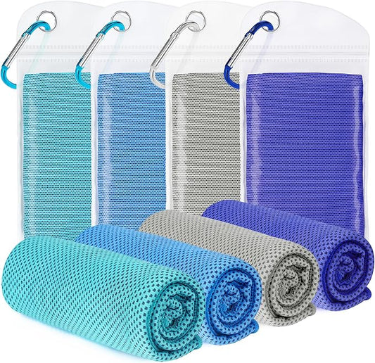 Amgico 4 Pack Cooling Towel for Neck and face(40"x12"), Cooling Neck Wraps, Quick Dry Towels, Ice Towel for Gym, Yoga, Running, Workout