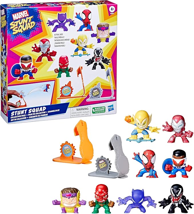 Marvel Stunt Squad Collection Pack, Action Figure Set, Super Hero Toys, Action Figures, Mini Action Figures, Playset, Toys for Kids Ages 4 and Up