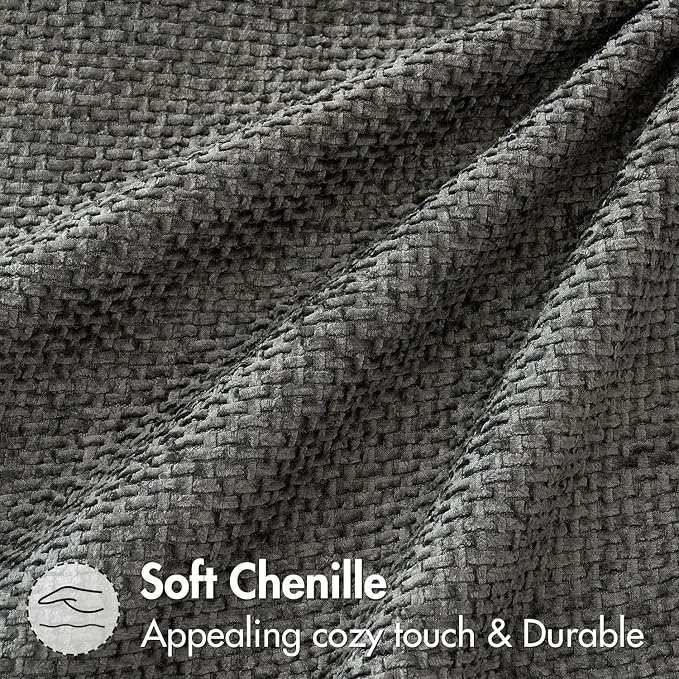 MIULEE Decorative Couch Throw Pillow Covers 18x18 Inch Dark Gray 2 Pack | Modern Boho Accent, Soft Chenille Pillow Covers, Farmhouse Cushion Cases for Home Decor Bed Sofa Living Room