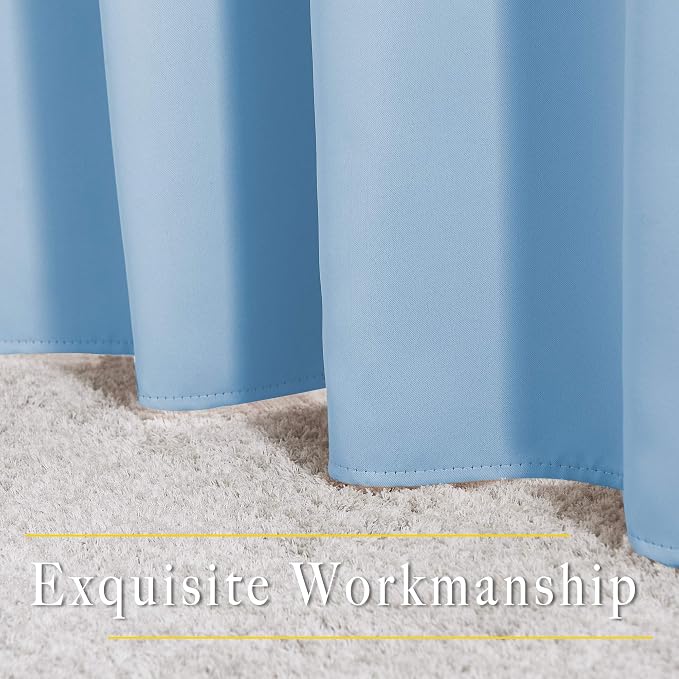 NICETOWN Sky Blue Blackout Curtains - Home Decor Window Treatment Ring Top Blackout Draperies Curtains for Living Room (2 Panels， 52 by 84， Blue)