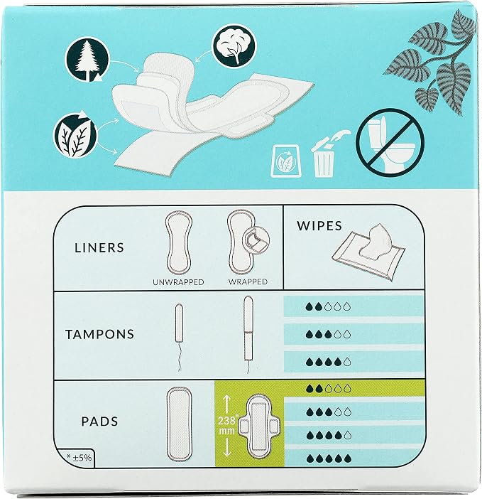 Natracare Slim Fitting Ultra Pads with Wings, Regular, Made with Certified Organic Cotton, Ecologically Certified Cellulose Pulp and Plant Starch (12 Pack, 168 Pads Total)