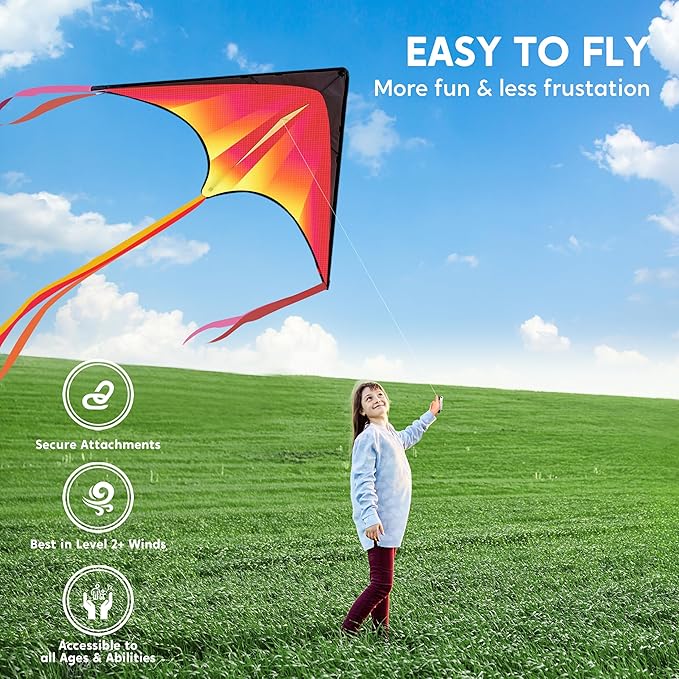 JOYIN 3 Packs Large Delta Kite Gradient Rainbow, Easy to Fly Huge for Kids and Adults, Large Delta Beach Kite for Outdoor Games and Activities