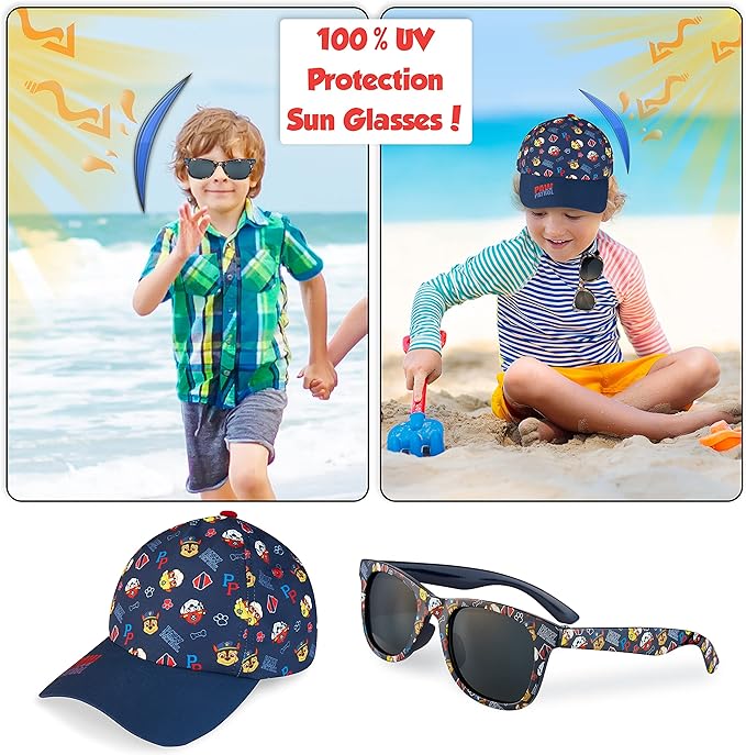 Paw Patrol Baseball Cap and Kids Sunglasses - Boys Sun Hat & UV400 Sunglasses for Kids Summer Set