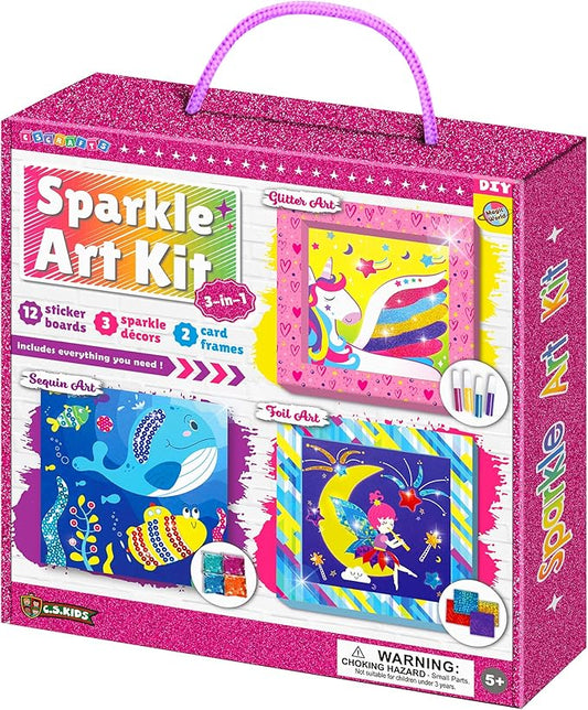My Magic World DIY 3-in-1 Sparkle Art Set for Kids (12 Sparkly Creative Arts and Crafts Projects : Glitter/Sequin/Foil Art) Handcraft/Handmade/Creative Art