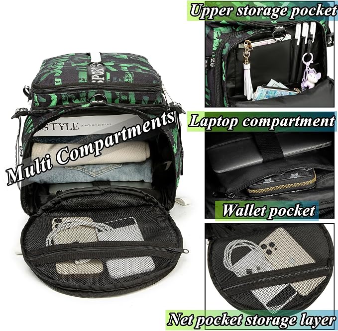 Gym Duffle Bag Backpack with Shoe Compartment,4 ways Travel Backpack for Women and Men,Multi-Functional Weekender bag with Waterproof Layer&Laptop Compartment for Fitness, Travel,Camping