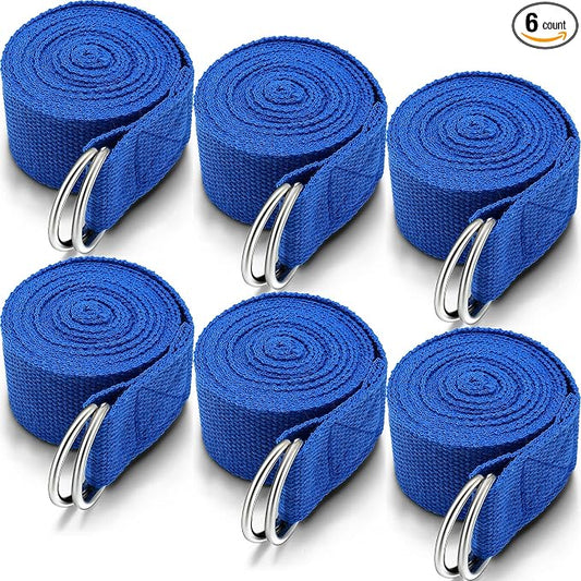 6 Pcs Yoga Strap for Stretching 8 ft Yoga Exercise Adjustable Straps Bands with Safe D Ring Buckle for Pilates, Gym Workouts, Fitness, Physical Exercise, Dance, Improve Flexibility