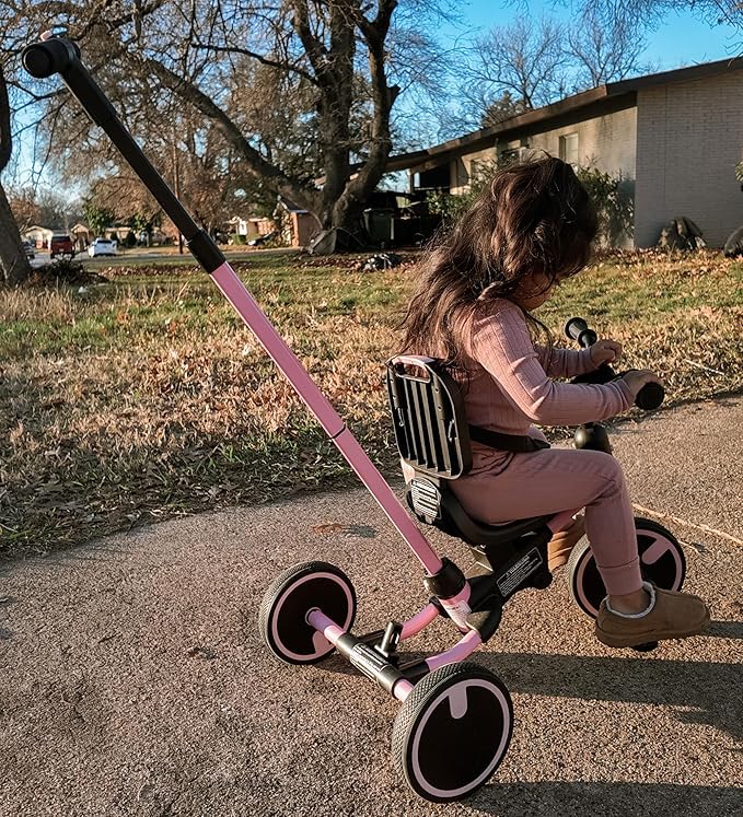 besrey Toddler Bike 1-3 Years Old,Toddler Tricycle with Spare Wheel,5 in 1 Kids Trike with Push Handle,Backrest and Safety Belt,Balance Bike 1+ Year Old,Birthday Gift and Toy for Boys and Girls