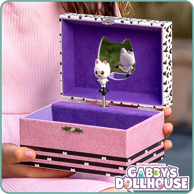 Gabby's Dollhouse Jewelry Box for Girls - Musical Jewelry Box with Spinning Figurine, Gabby's Dollhouse Toys for Kids Ages 3-5 - Plays Gabby's Dollhouse Theme Song - 6 x 4.7 x 3.5 in