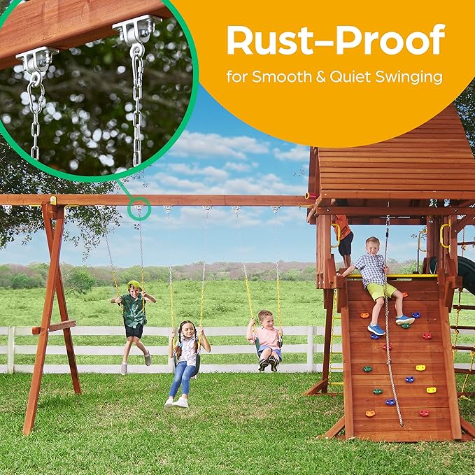 Jungle Gym Kingdom Swing Set Hangers - 2 Heavy Duty Brackets with Locking Snap Hooks for Porch, Patio, Playground - Indoor/Outdoor Hardware & Accessories