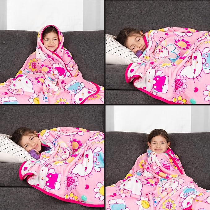 Franco Kids Bedding Super Soft Plush Throw Blanket, 62 in x 90 in, Hello Kitty (Pack of 6)